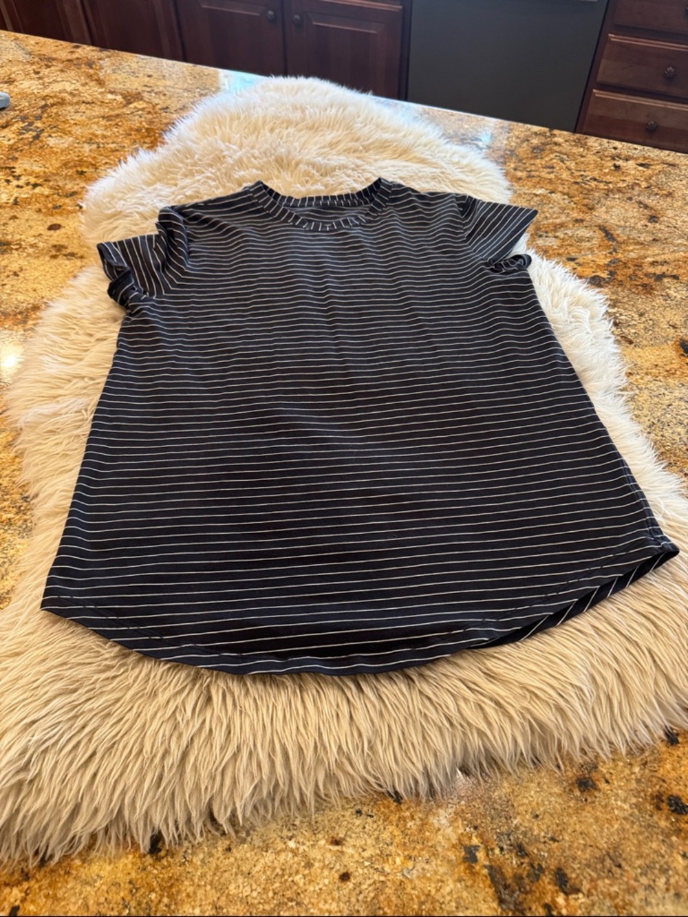 Lululemon Love Tee. Size 6 no tags. Black with white stripes. Like new!